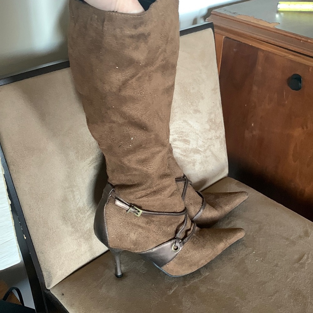 Ladies knee high ultra suede boots